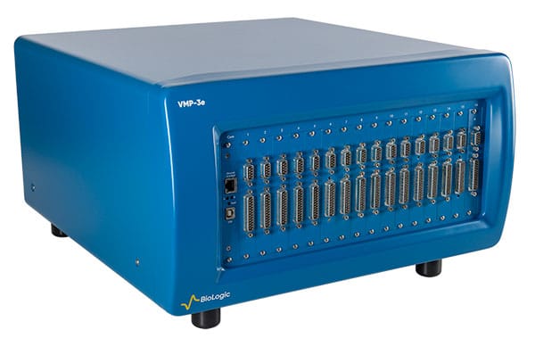 Photo of a multichannel potentiostat used in electrochemistry research