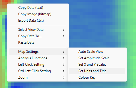 The "Set Units and Title" option from the "Map Settings" menu