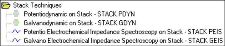 Figure 1: Available stack techniques in EC-Lab<sup>®</sup> Express software.