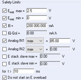 Safety limits in Advanced Settings. 